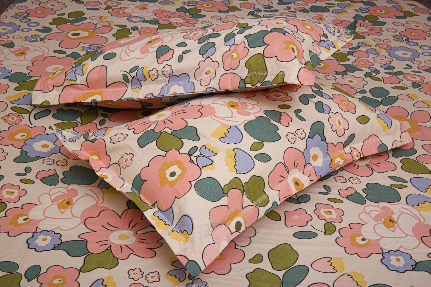 100% Cotton 400 TC Premium Super King Size Bedsheet for Double Bed (108 x 108 Inch) with 2 Pillow Covers Set (17 x 27 Inch) Designer Printed Bedsheet