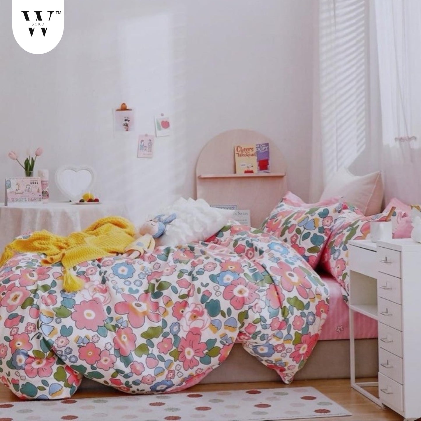 WSOKO 100% Cotton 400 TC Premium Super King Size Bedsheet for Double Bed (108 x 108 Inch) with 2 Pillow Covers Set (17 x 27 Inch) Designer Printed Bedsheet