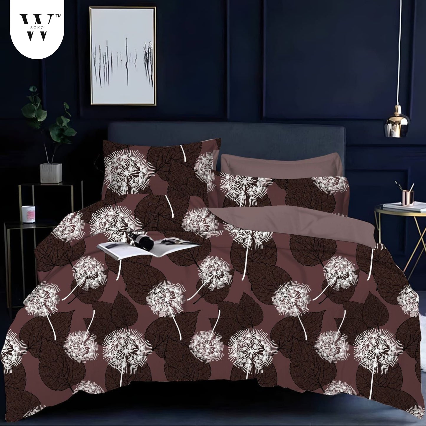 W-SOKO Floral Print 240 TC Microfiber Single Bed Bedsheet with 1 Pillow Covers (Size- 60 x 90 Inch)