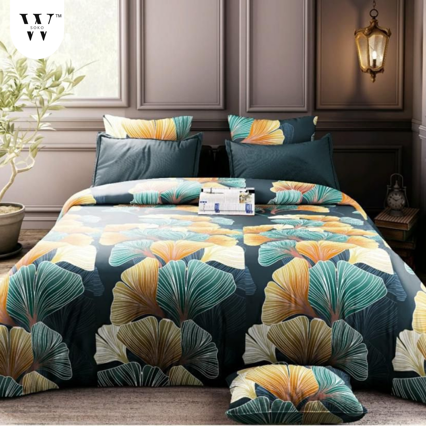 wsoko 300tc Soft Cotton Bedsheet for Double Bed, Size 90x100 inches with 2 Large Size Pillow Covers