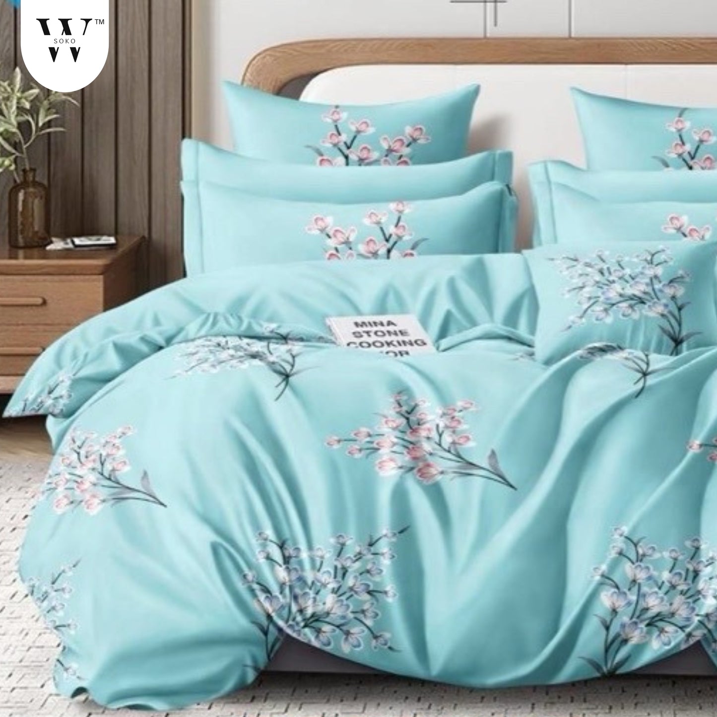 wsoko 300tc Soft Cotton Bedsheet for Double Bed, Size 90x100 inches with 2 Large Size Pillow Covers