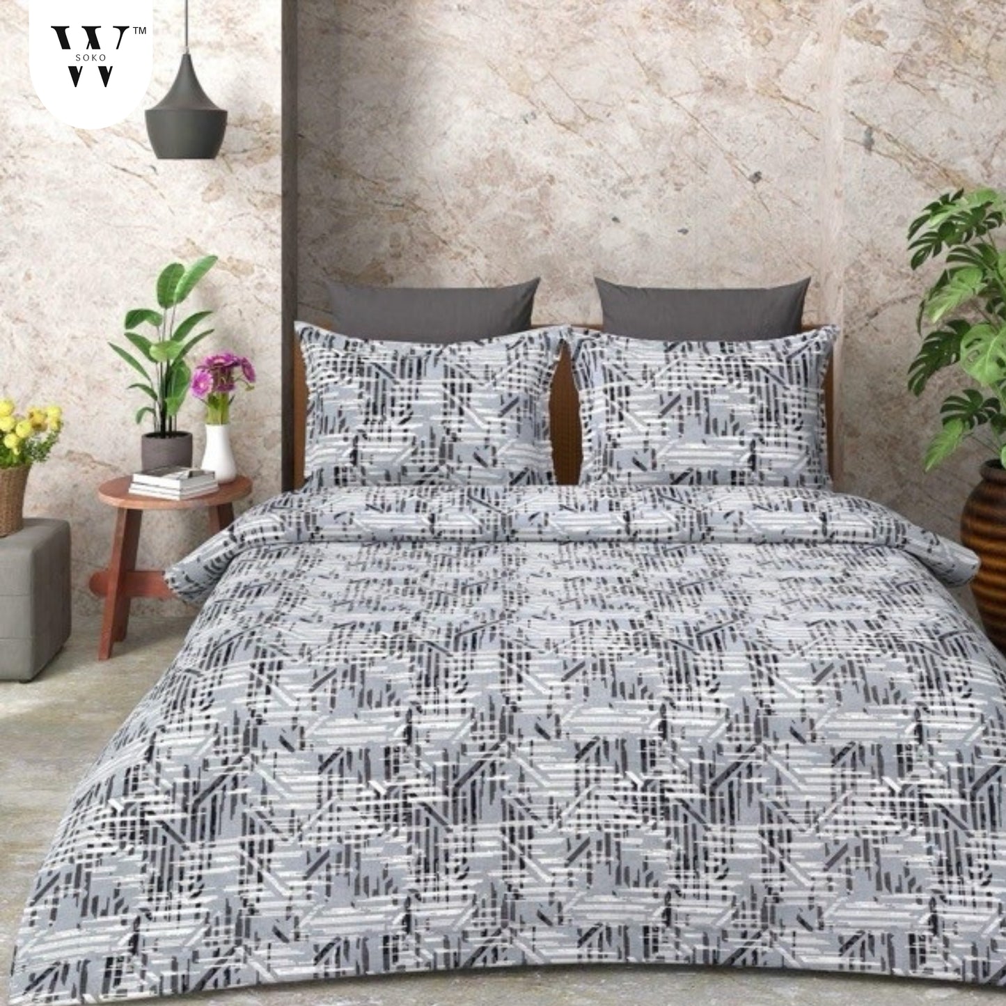 wsoko 300tc Soft Cotton Bedsheet for Double Bed, Size 90x100 inches with 2 Large Size Pillow Covers