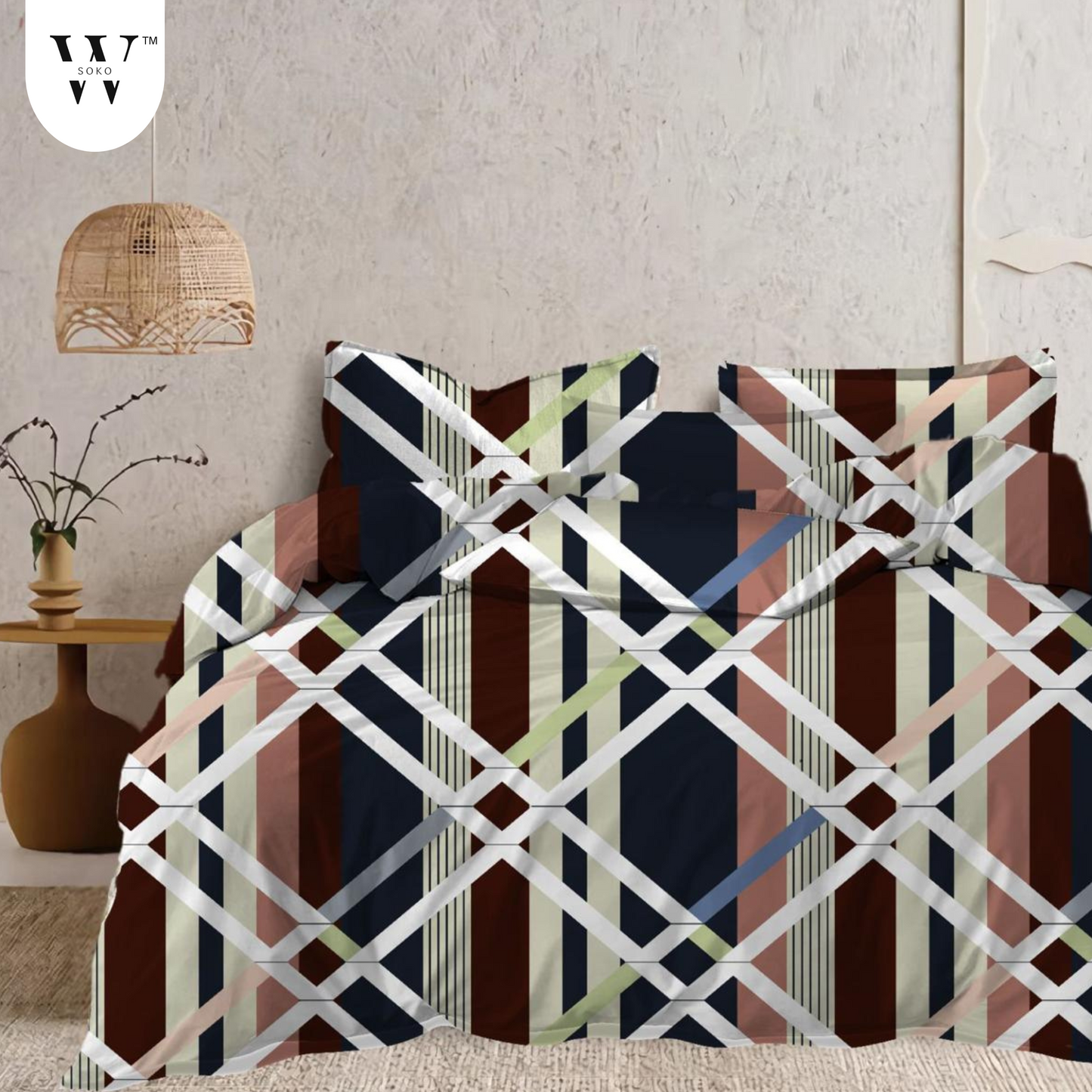 wsoko 300tc Soft Cotton Bedsheet for Double Bed, Size 90x100 inches with 2 Large Size Pillow Covers