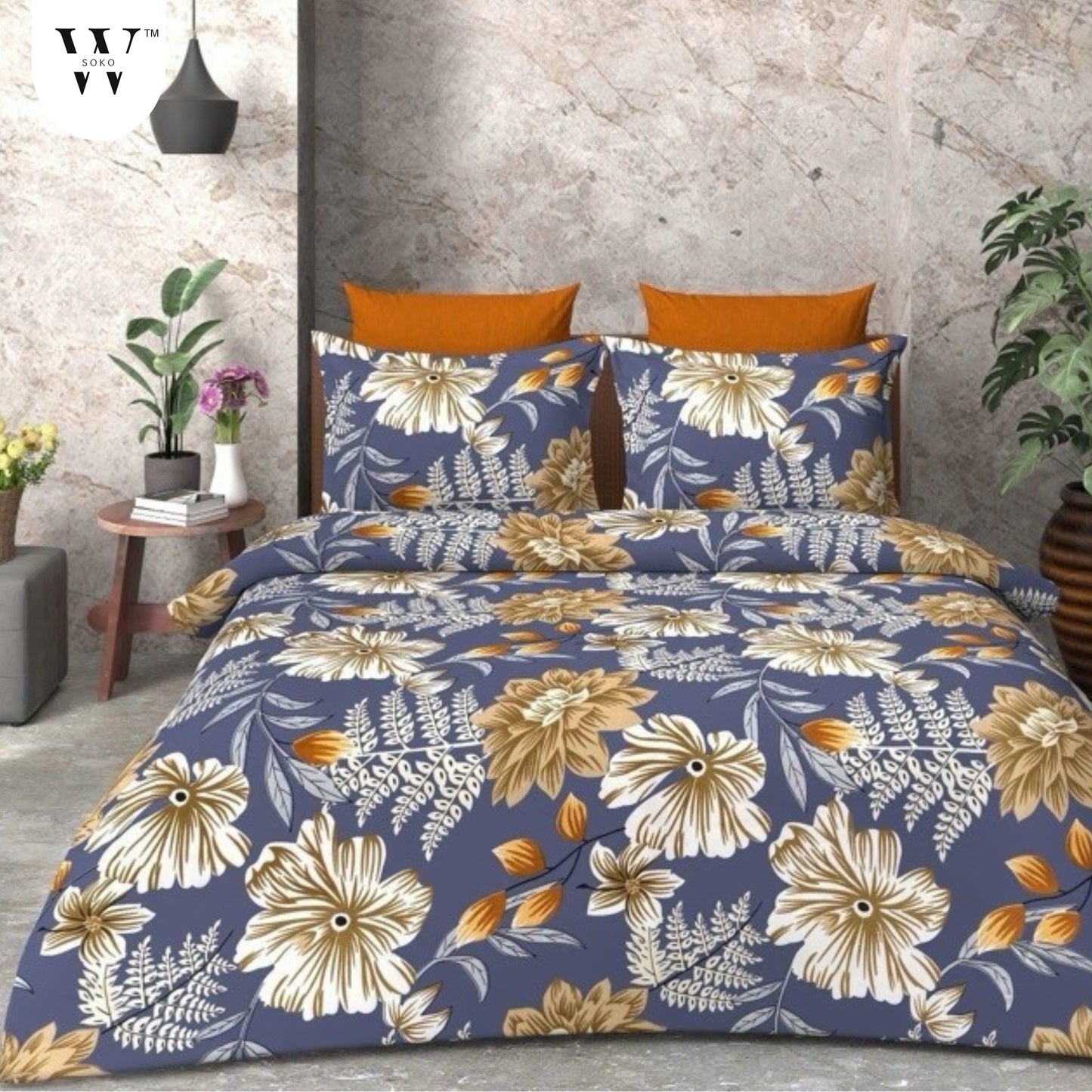 wsoko 300tc Soft Cotton Bedsheet for Double Bed, Size 90x100 inches with 2 Large Size Pillow Covers