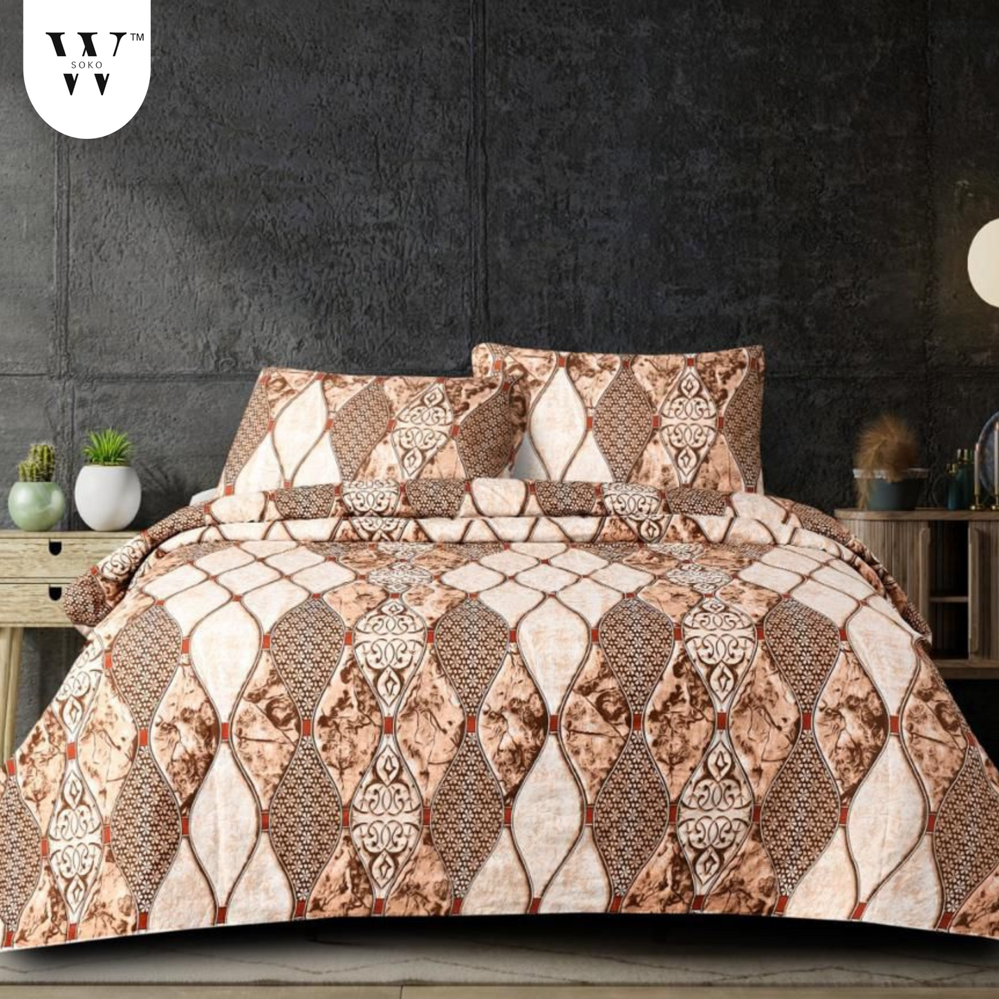 wsoko 300tc Soft Cotton Bedsheet for Double Bed, Size 90x100 inches with 2 Large Size Pillow Covers