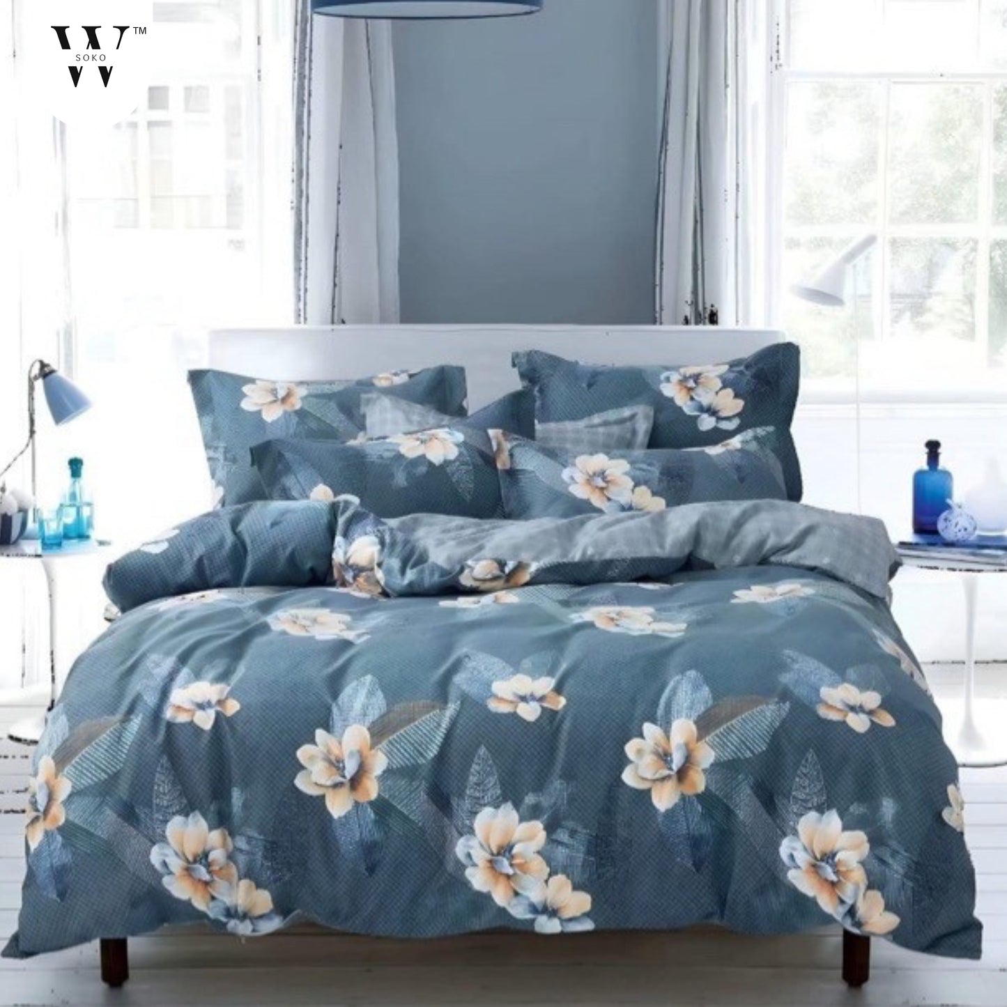 WSOKO 100% Cotton 400 TC Premium Super King Size Bedsheet for Double Bed (108 x 108 Inch) with 2 Pillow Covers Set (17 x 27 Inch) Designer Printed Bedsheet