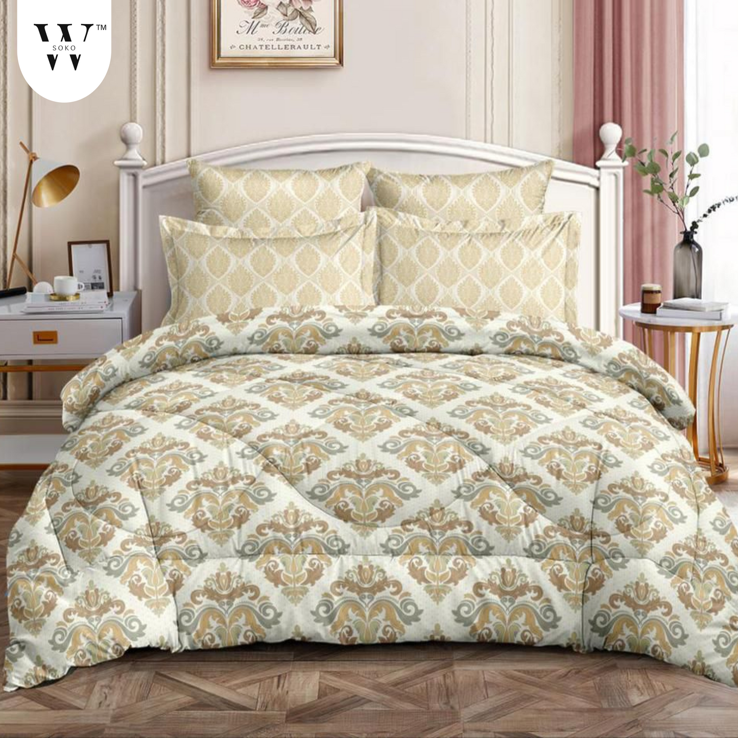 wsoko 300tc Soft Cotton Bedsheet for Double Bed, Size 90x100 inches with 2 Large Size Pillow Covers