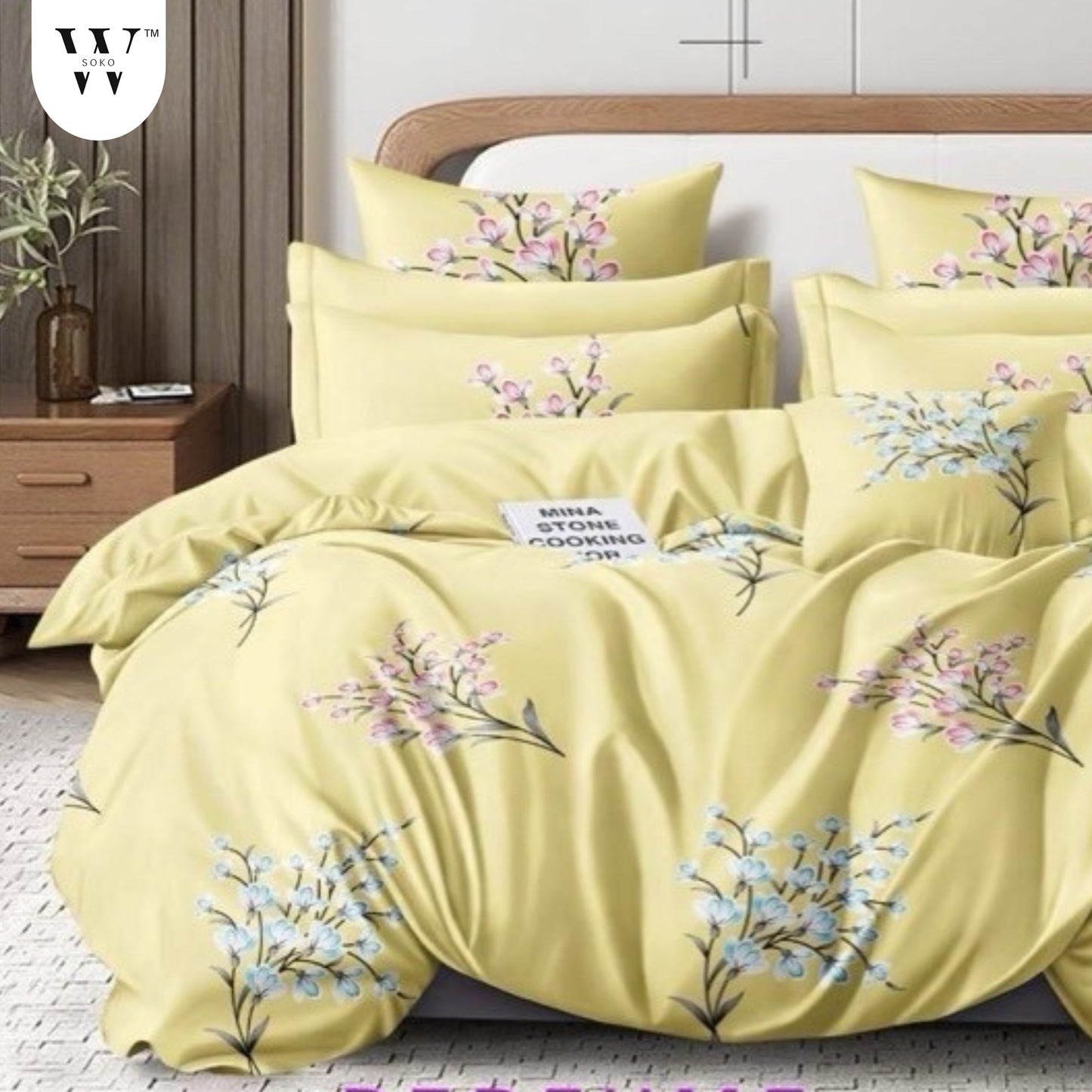 wsoko 300tc Soft Cotton Bedsheet for Double Bed, Size 90x100 inches with 2 Large Size Pillow Covers