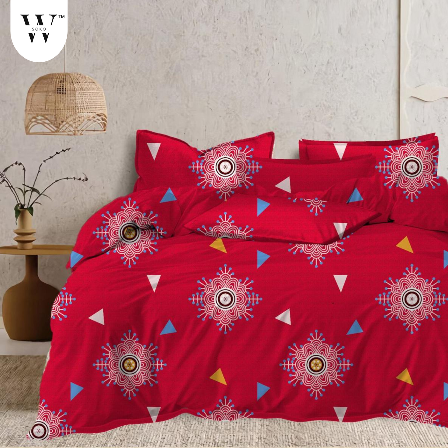 wsoko 300tc Soft Cotton Bedsheet for Double Bed, Size 90x100 inches with 2 Large Size Pillow Covers