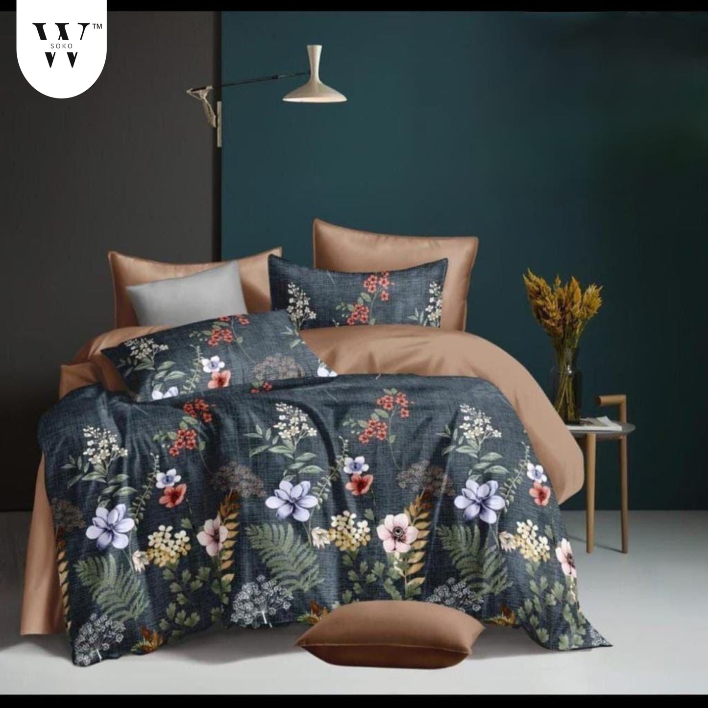 W-SOKO Floral Print 240 TC Microfiber Single Bed Bedsheet with 1 Pillow Covers (Size- 60 x 90 Inch)