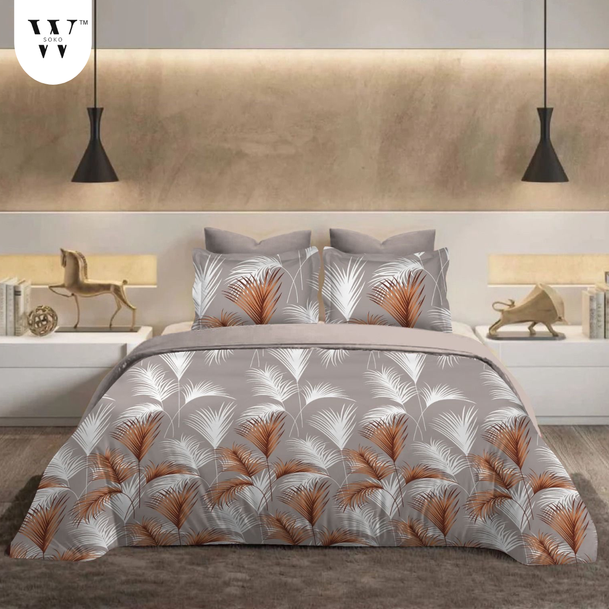 WSOKO 100% Cotton 400 TC Premium Super King Size Bedsheet for Double Bed (108 x 108 Inch) with 2 Pillow Covers Set (17 x 27 Inch) Designer Printed Bedsheet
