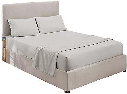 WSOKO 400TC Cotton 3 Piece Bed Sheet (1 Flat Sheet & 2 Pillowcase) Hotel Luxury Bed Sheets - Extra Soft Easy Fit - Breathable & Cooling Sheets King Size Lavender size 90x100