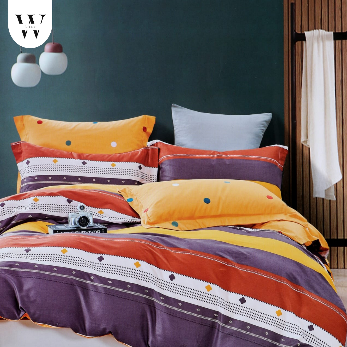 WSOKO 100% Cotton 400 TC Premium Super King Size Bedsheet for Double Bed (108 x 108 Inch) with 2 Pillow Covers Set (17 x 27 Inch) Designer Printed Bedsheet