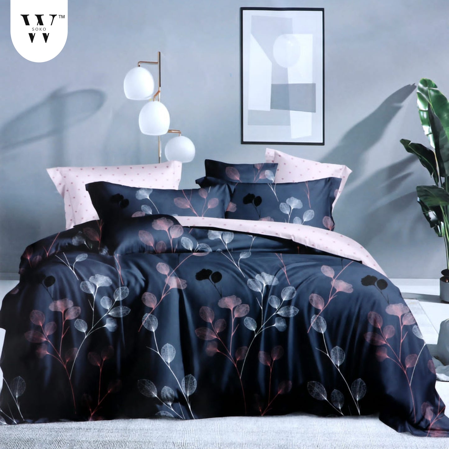 W-SOKO Floral Print 240 TC Microfiber Single Bed Bedsheet with 1 Pillow Covers (Size- 60 x 90 Inch)