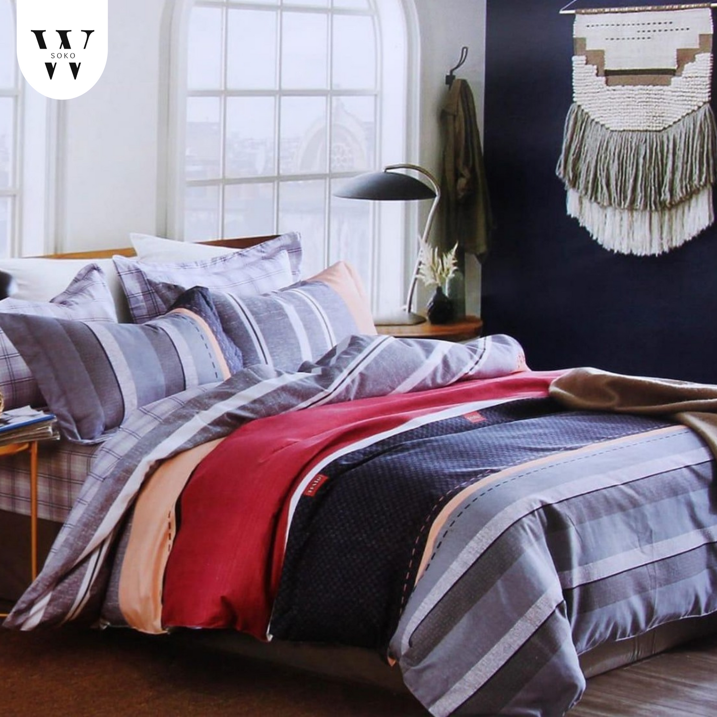 WSOKO 100% Cotton 400 TC Premium Super King Size Bedsheet for Double Bed (108 x 108 Inch) with 2 Pillow Covers Set (17 x 27 Inch) Designer Printed Bedsheet