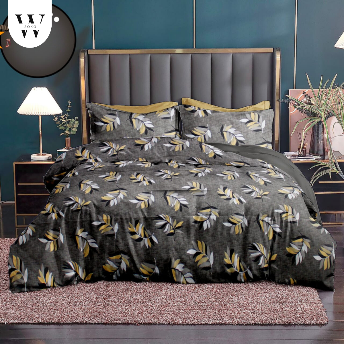 Thread Count Premium Cotton Queen Size Printed Double Bedsheet with Two Pillow Covers for Home 90 Inches x 100 Inches