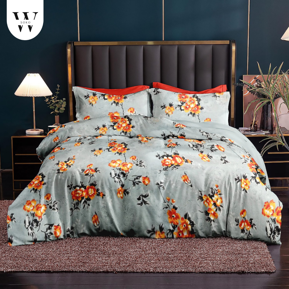 Thread Count Premium Cotton Queen Size Printed Double Bedsheet with Two Pillow Covers for Home 90 Inches x 100 Inches