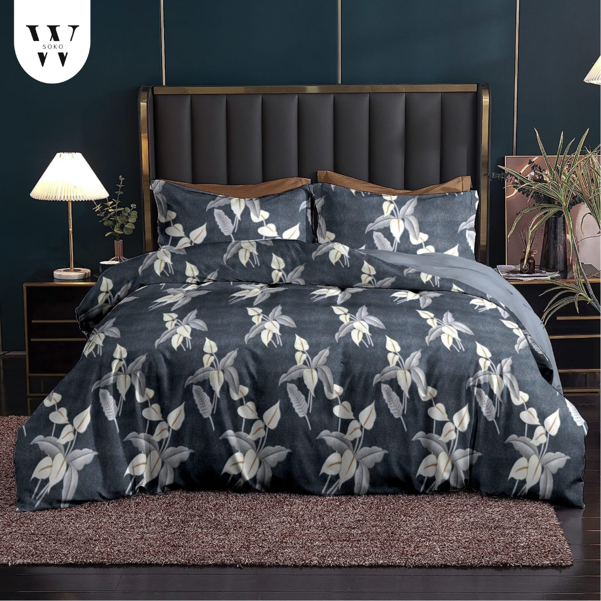 Thread Count Premium Cotton Queen Size Printed Double Bedsheet with Two Pillow Covers for Home 90 Inches x 100 Inches
