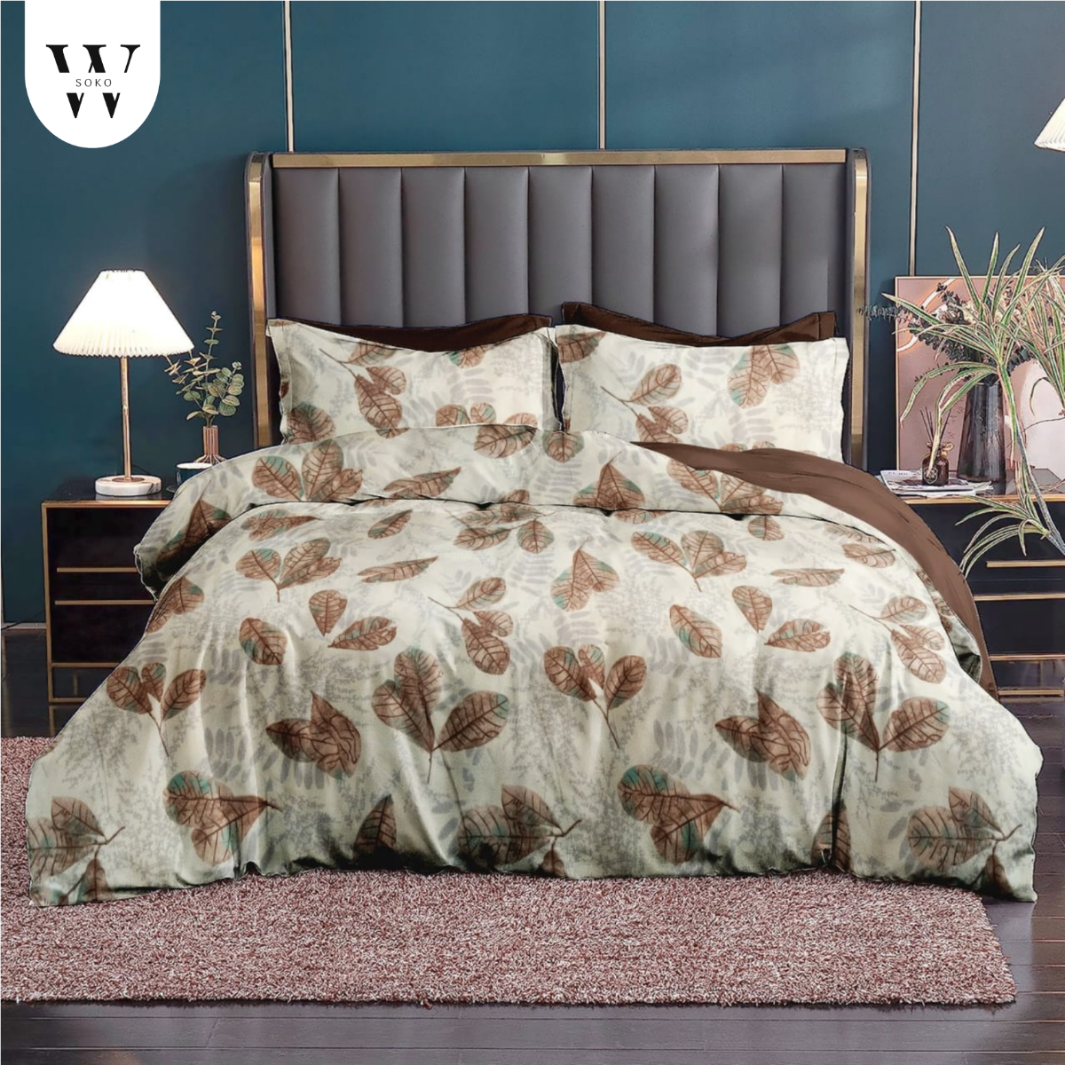Thread Count Premium Cotton Queen Size Printed Double Bedsheet with Two Pillow Covers for Home 90 Inches x 100 Inches