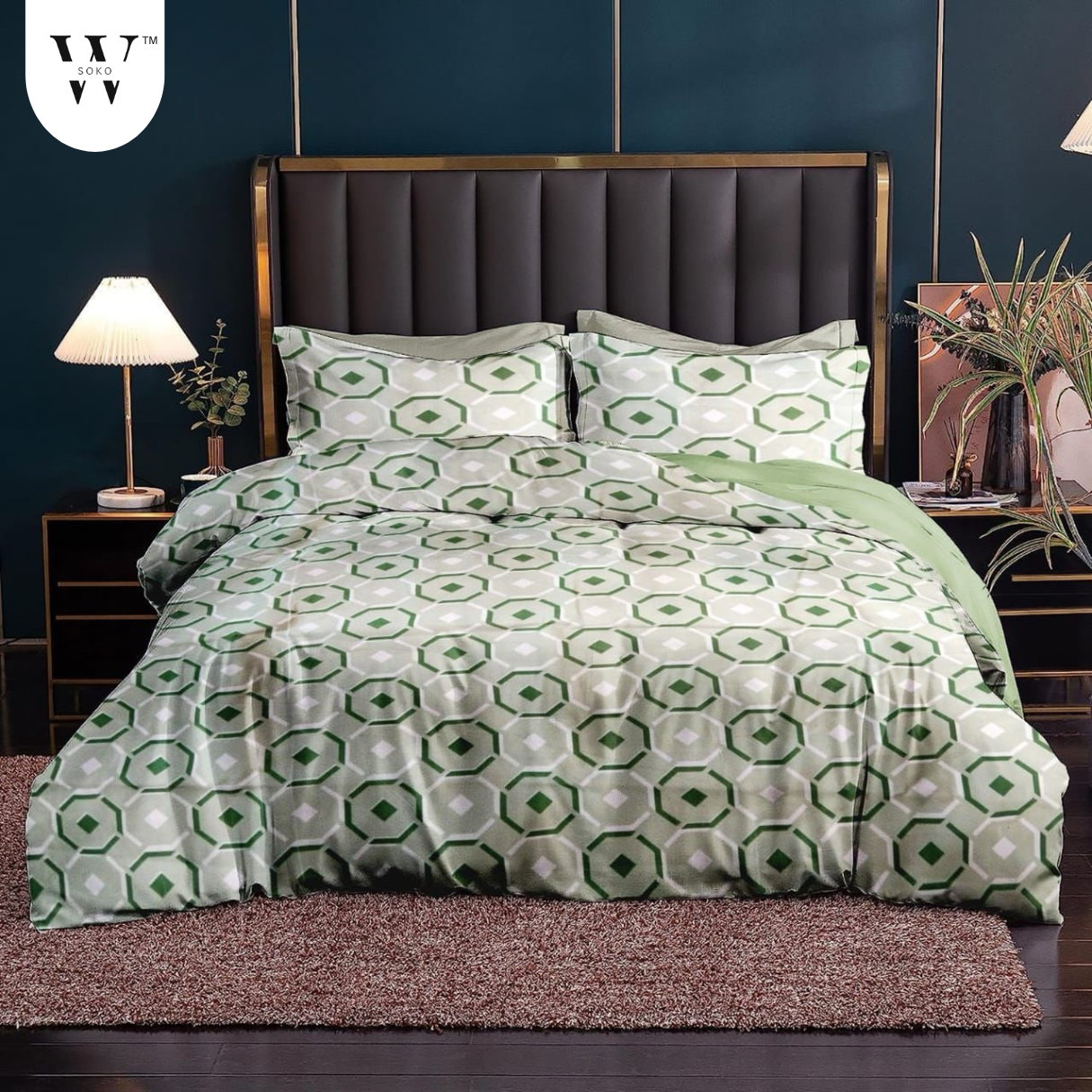 WSOKO 100% Cotton 400 TC Premium Super King Size Bedsheet for Double Bed (108 x 108 Inch) with 2 Pillow Covers Set (17 x 27 Inch) Designer Printed Bedsheet