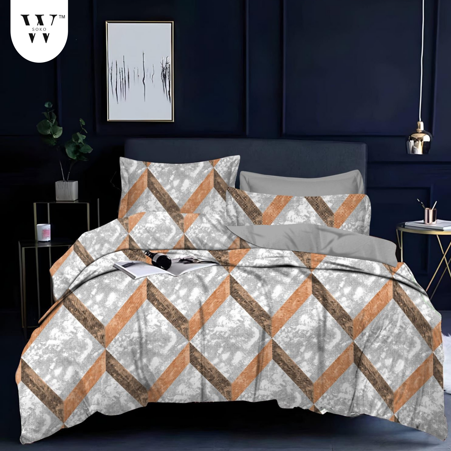 wsoko 300tc Soft Cotton Bedsheet for Double Bed, Size 90x100 inches with 2 Large Size Pillow Covers