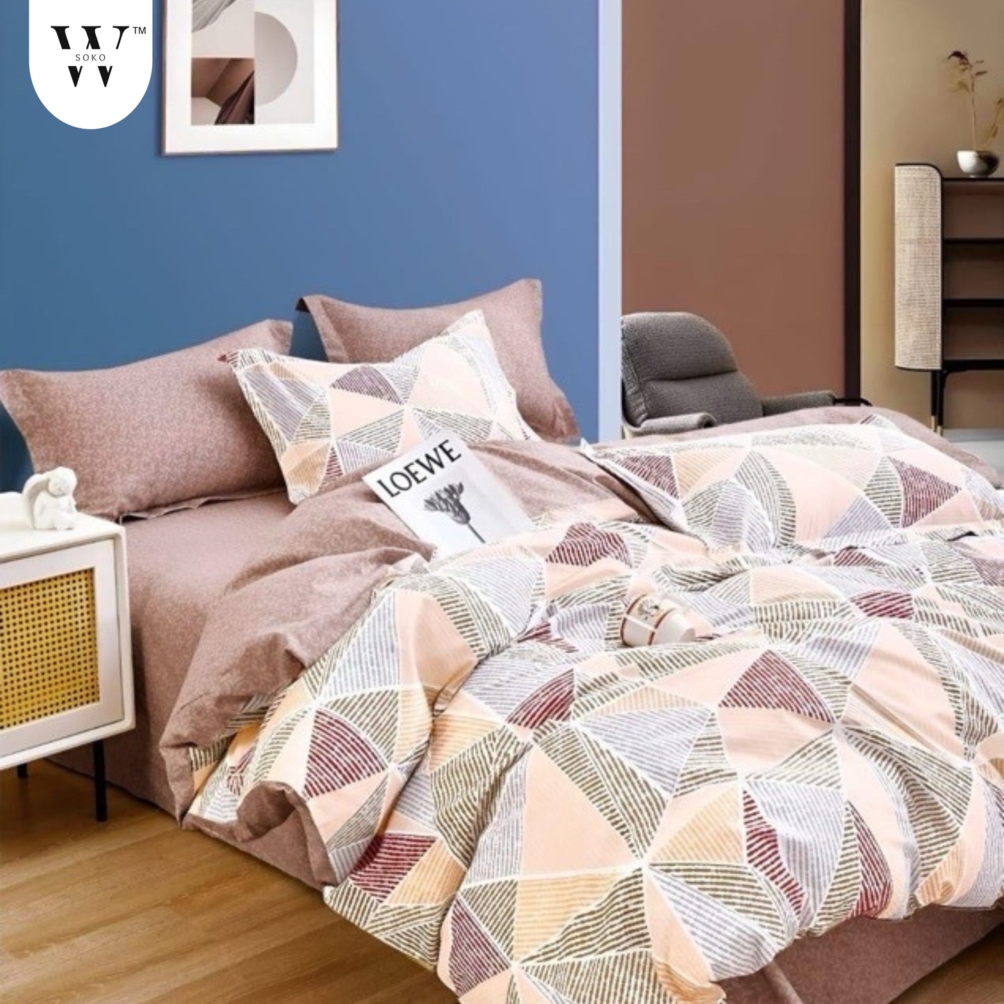WSOKO 100% Cotton 400 TC Premium Super King Size Bedsheet for Double Bed (108 x 108 Inch) with 2 Pillow Covers Set (17 x 27 Inch) Designer Printed Bedsheet