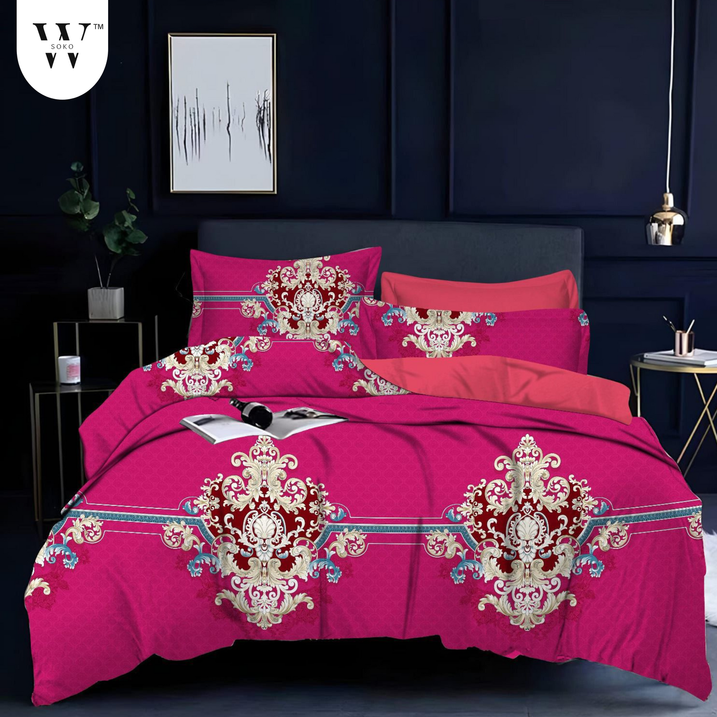 wsoko 300tc Soft Cotton Bedsheet for Double Bed, Size 90x100 inches with 2 Large Size Pillow Covers