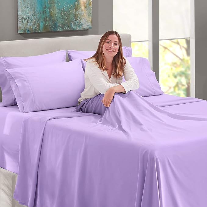 WSOKO Cotton 3 Piece Bed Sheet (1 Flat Sheet & 2 Pillowcase) Hotel Luxury Bed Sheets - Extra Soft Easy Fit - Breathable & Cooling Sheets King Size B&B (108"X108