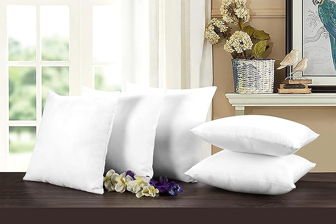 WSOKO Microfiber Cushion 18"x18" inch Filler, Sofa Cushions, Durable Sofa Pillow for Home Décor - White vacuum