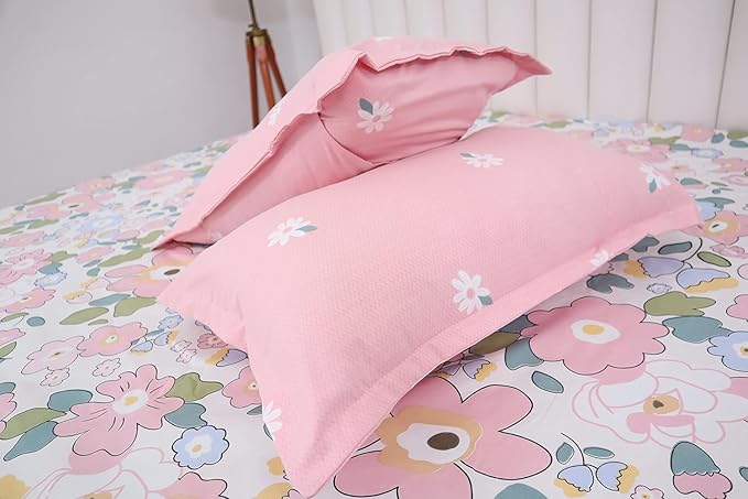 WSOKO Cotton 3 Piece Bed Sheet (1 Flat Sheet & 2 Pillowcase) Hotel Luxury Bed Sheets - Extra Soft Easy Fit - Breathable & Cooling Sheets King Size B&B (108"X108