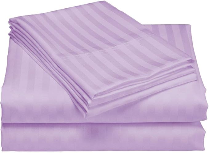 WSOKO Microfiber Satin Striped Bedsheet 400TC | Double Bedsheets for Double Size Bed | Solid Color Bed Sheets Flat Sheets Size (90x100) inch + 2 Pillow Cover (28x18) inch