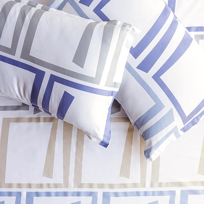 Size Bedsheet | Cotton Flat Sheet with Two Pillow Covers | 210 TC | Super Soft All-Season Bed Sheet for King Size Bed (108 x 108 Inches / 274 x 274 cm, Modern Maze)