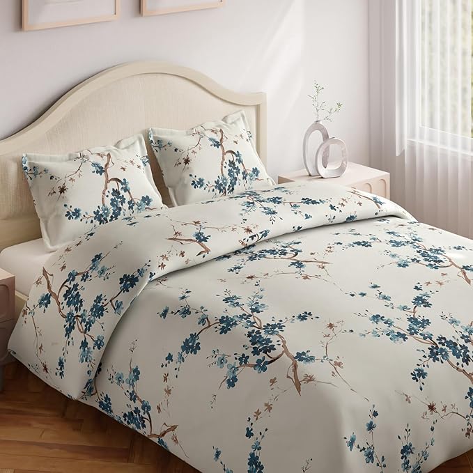 WSOKO Cotton 3 Piece Bed Sheet (1 Flat Sheet & 2 Pillowcase) Hotel Luxury Bed Sheets - Extra Soft Easy Fit - Breathable & Cooling Sheets King Size B&B (108"X108