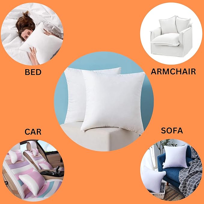 WSOKO Microfiber Cushion all sizes inch Filler, Sofa Cushions, Durable Sofa Pillow for Home Décor - White recline vacuum pillow