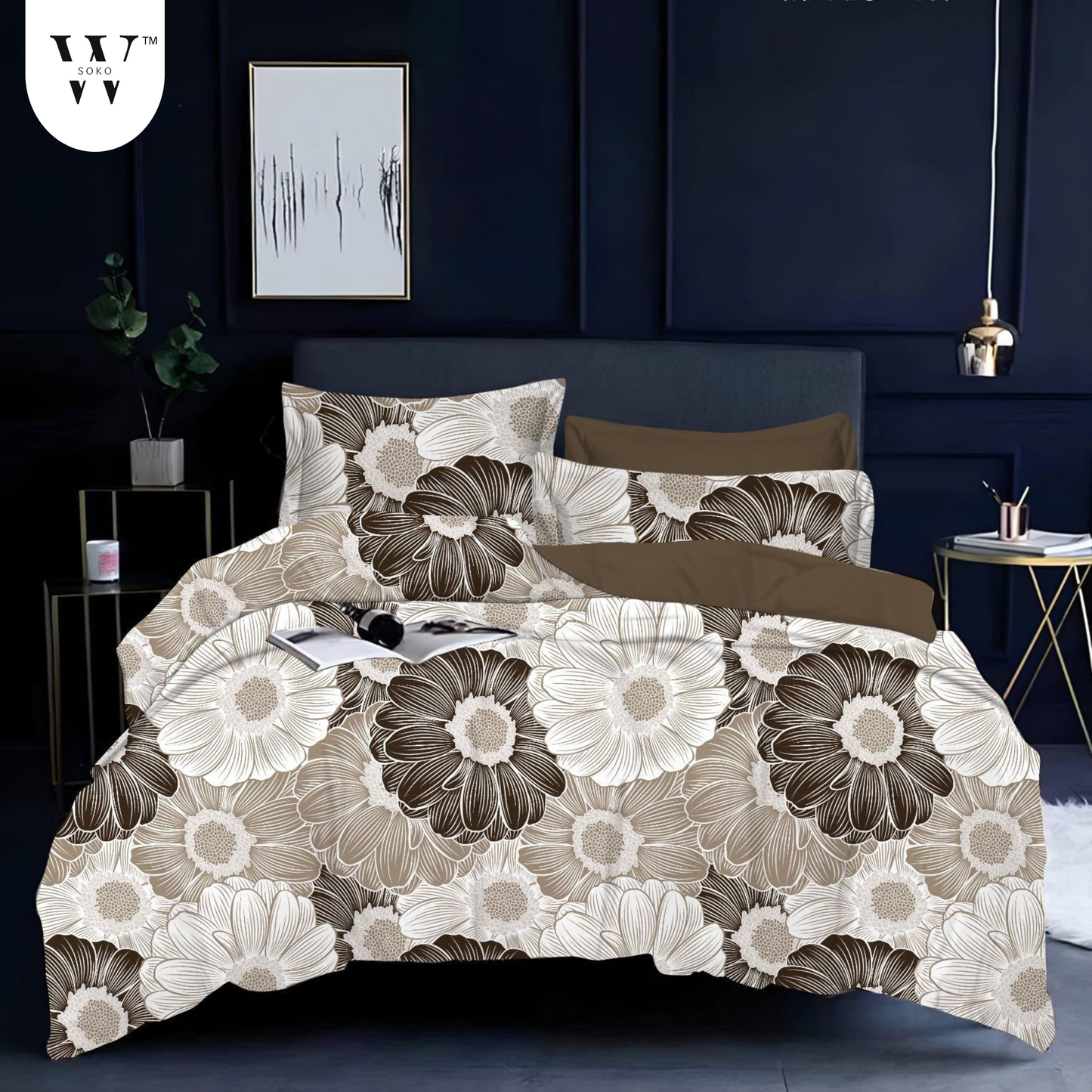 wsoko 300tc Soft Cotton Bedsheet for Double Bed, Size 90x100 inches with 2 Large Size Pillow Covers