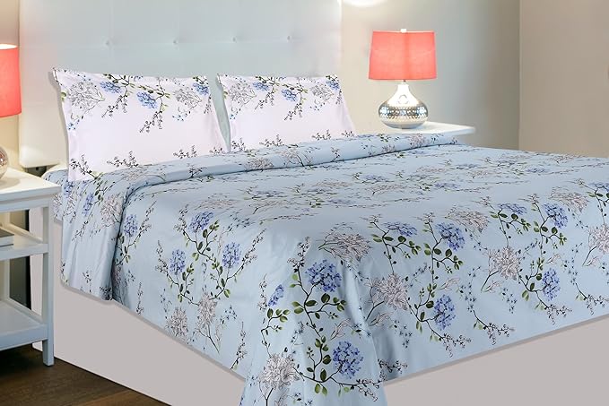 WSOKO Microfiber Satin Striped Bedsheet 400TC | Double Bedsheets for Double Size Bed | Solid Color Bed Sheets Flat Sheets Size (90x100) inch + 2 Pillow Cover (28x18) inch