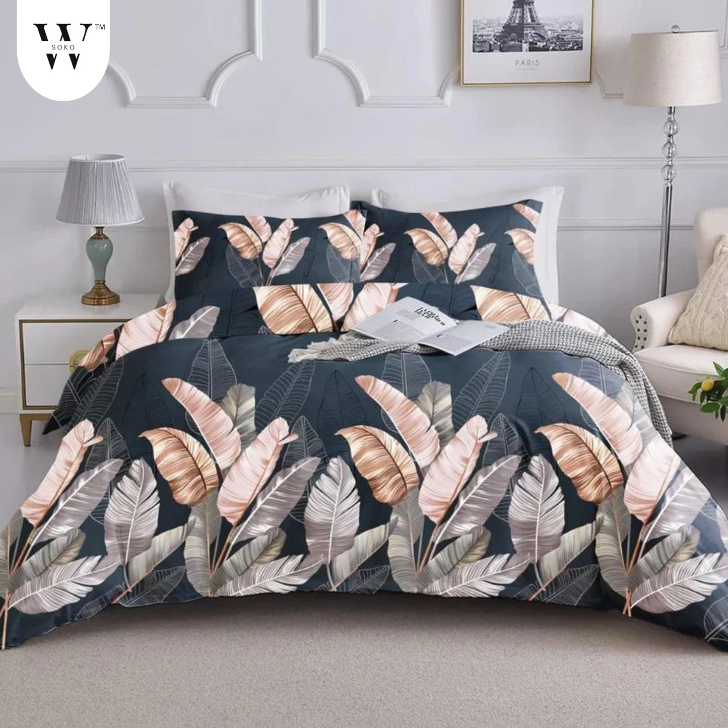 W-SOKO Floral Print 240 TC Microfiber Single Bed Bedsheet with 1 Pillow Covers (Size- 60 x 90 Inch)