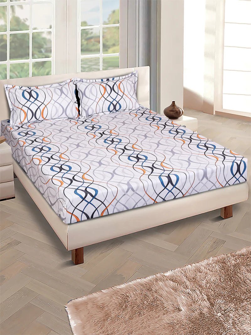 WSOKO Microfiber Satin Striped Bedsheet 400TC | Double Bedsheets for Double Size Bed | Solid Color Bed Sheets Flat Sheets Size (90x100) inch + 2 Pillow Cover (28x18) inch