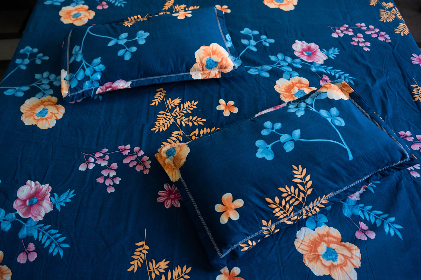 W-SOKO'100% Cotton Queen Size Bedsheet For Double Bed, 1 Cotton Bed Sheet Double Bed (90 X 100 Inches) With 2 Pillow Covers