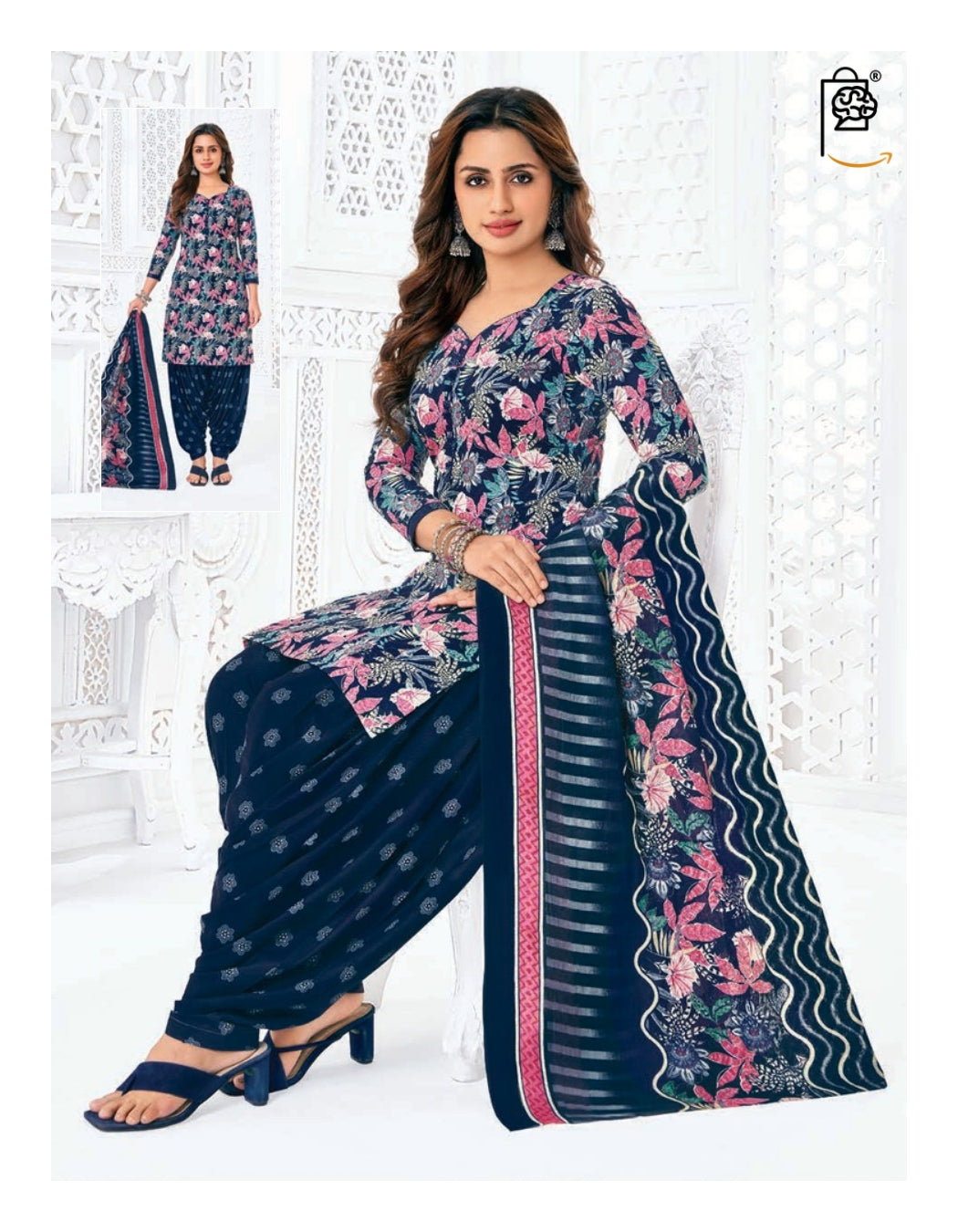 WSOKO Unstitched Printed 100 %Cotton Salwar Suit Material For Women