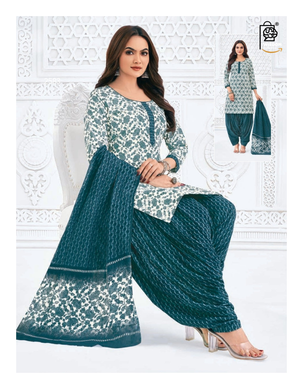 WSOKO Unstitched Printed 100 %Cotton Salwar Suit Material For Women