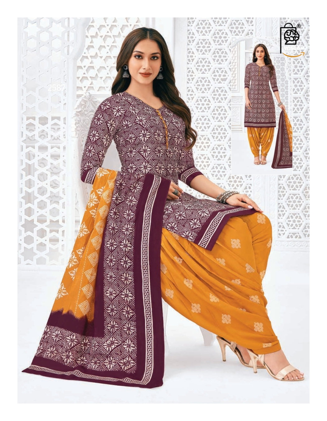WSOKO Unstitched Printed 100 %Cotton Salwar Suit Material For Women