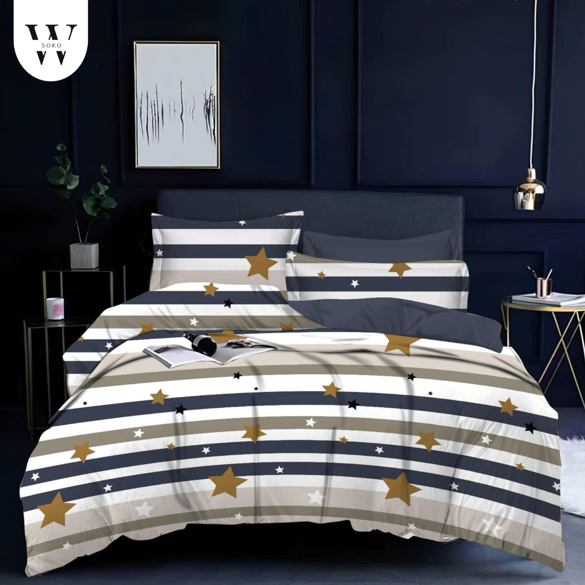 Thread Count Premium Cotton Queen Size Printed Double Bedsheet with Two Pillow Covers for Home 90 Inches x 100 Inches
