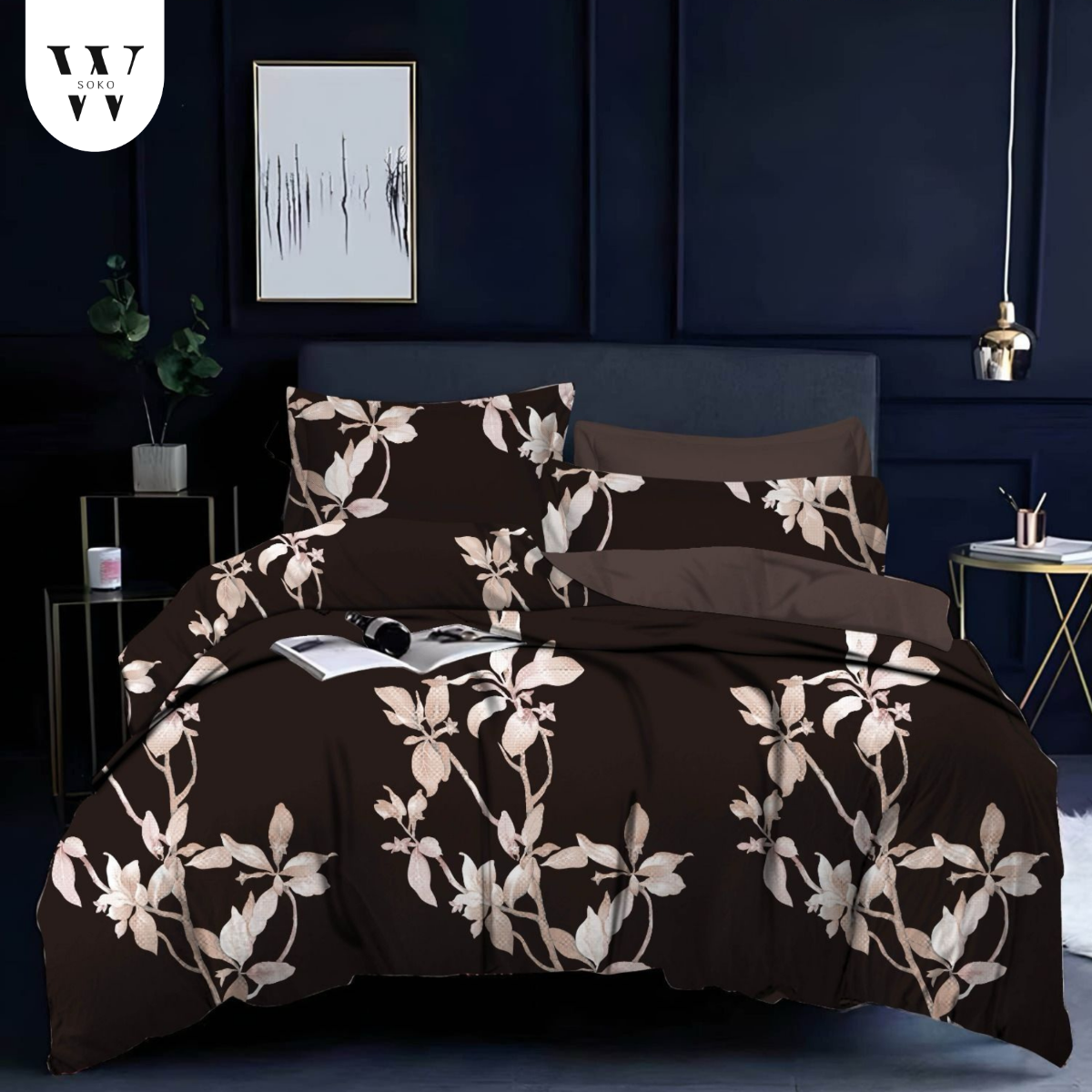 Thread Count Premium Cotton Queen Size Printed Double Bedsheet with Two Pillow Covers for Home 90 Inches x 100 Inches