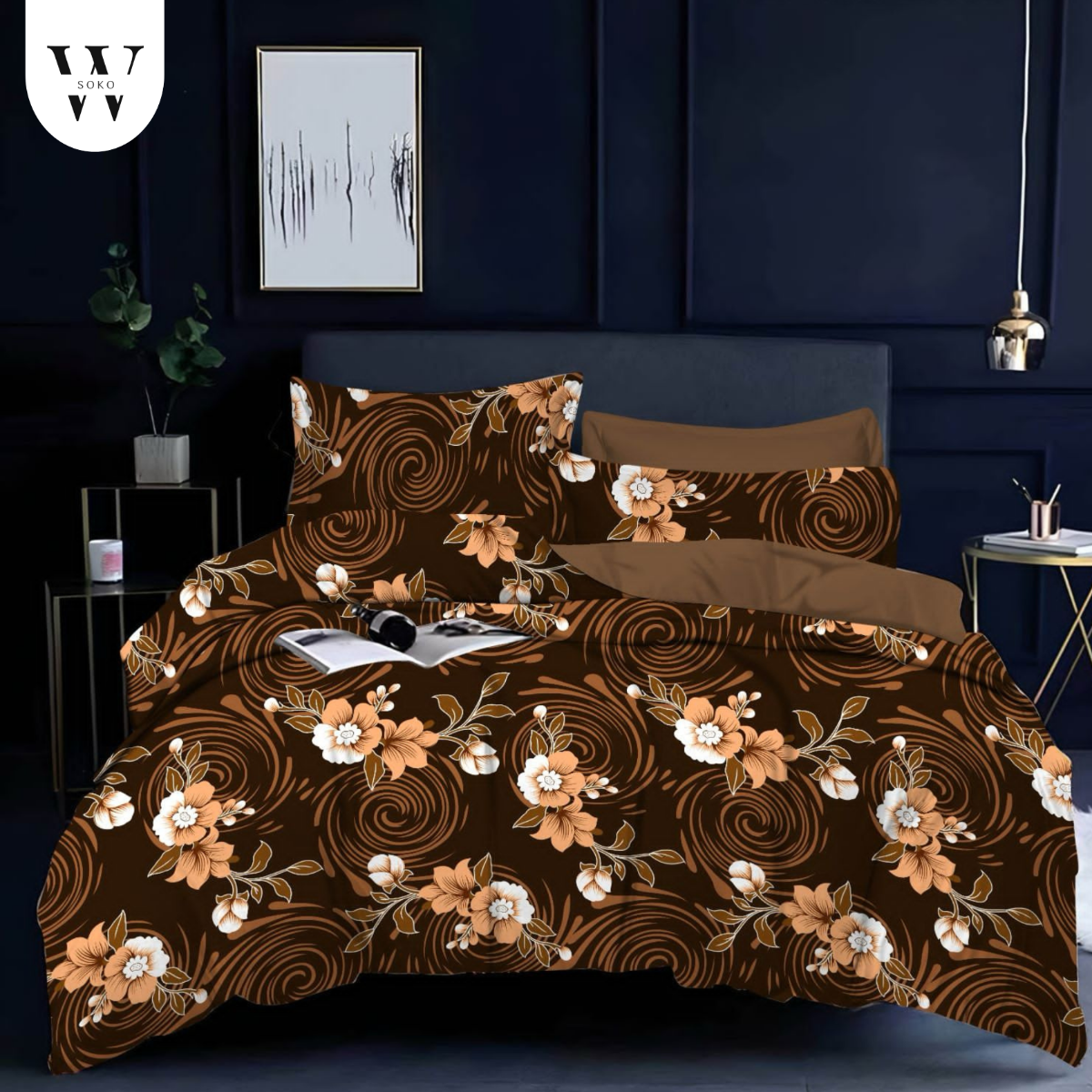 Thread Count Premium Cotton Queen Size Printed Double Bedsheet with Two Pillow Covers for Home 90 Inches x 100 Inches