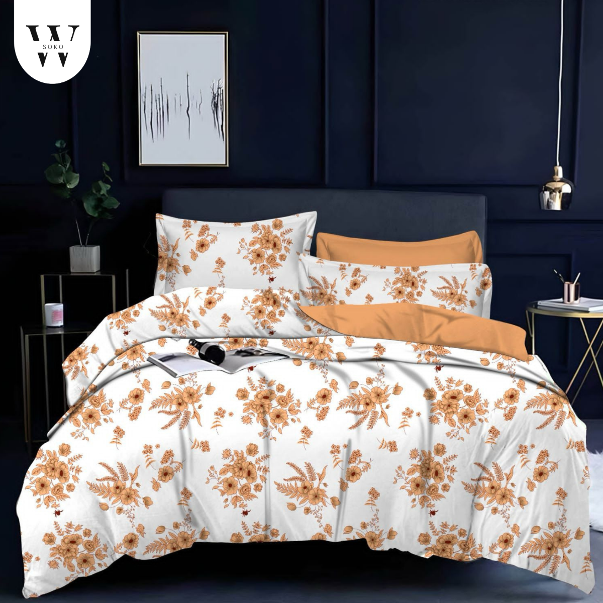 Thread Count Premium Cotton Queen Size Printed Double Bedsheet with Two Pillow Covers for Home 90 Inches x 100 Inches