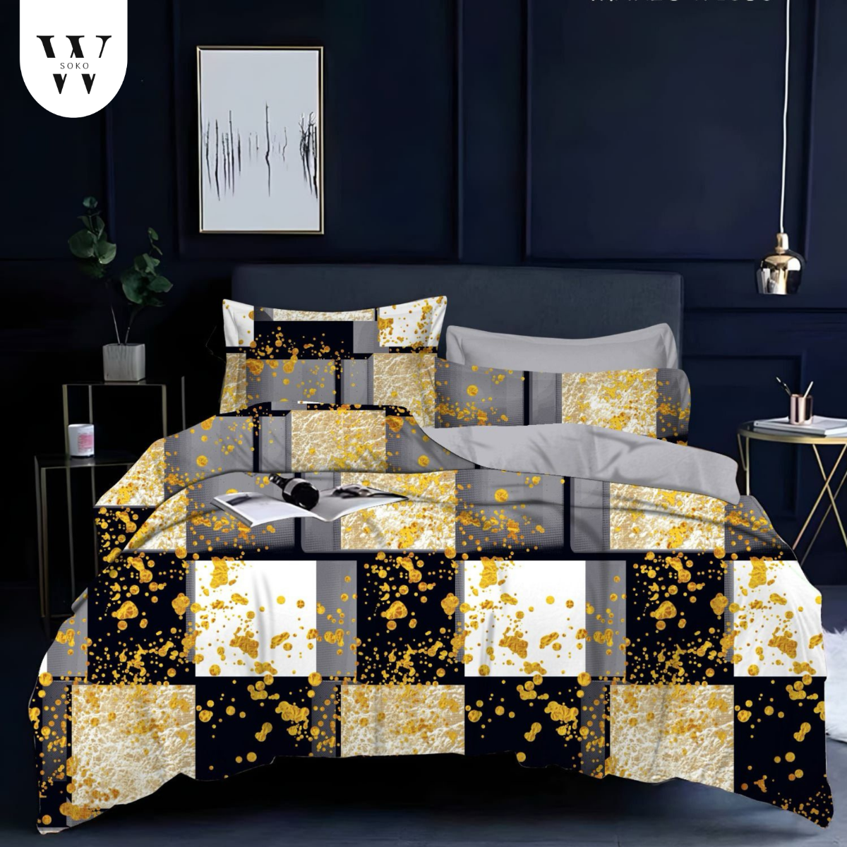 Thread Count Premium Cotton Queen Size Printed Double Bedsheet with Two Pillow Covers for Home 90 Inches x 100 Inches