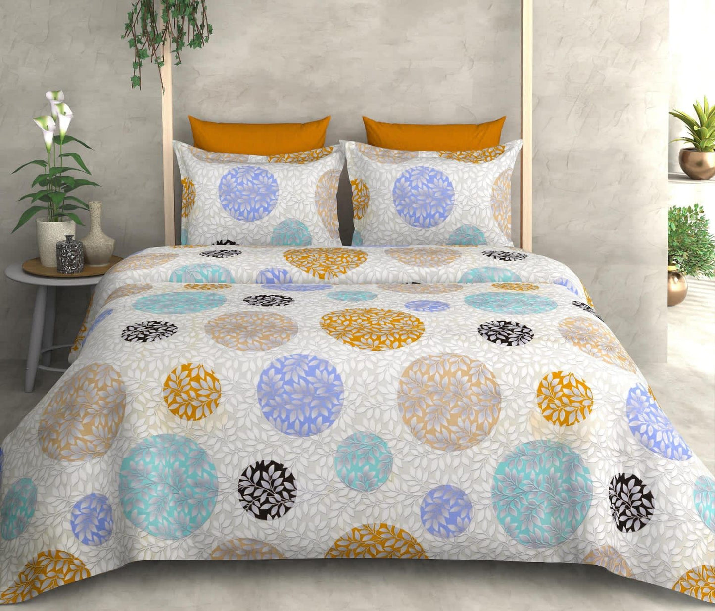 wsoko 300tc Soft Cotton Bedsheet for Double Bed, Size 90x100 inches with 2 Large Size Pillow Covers