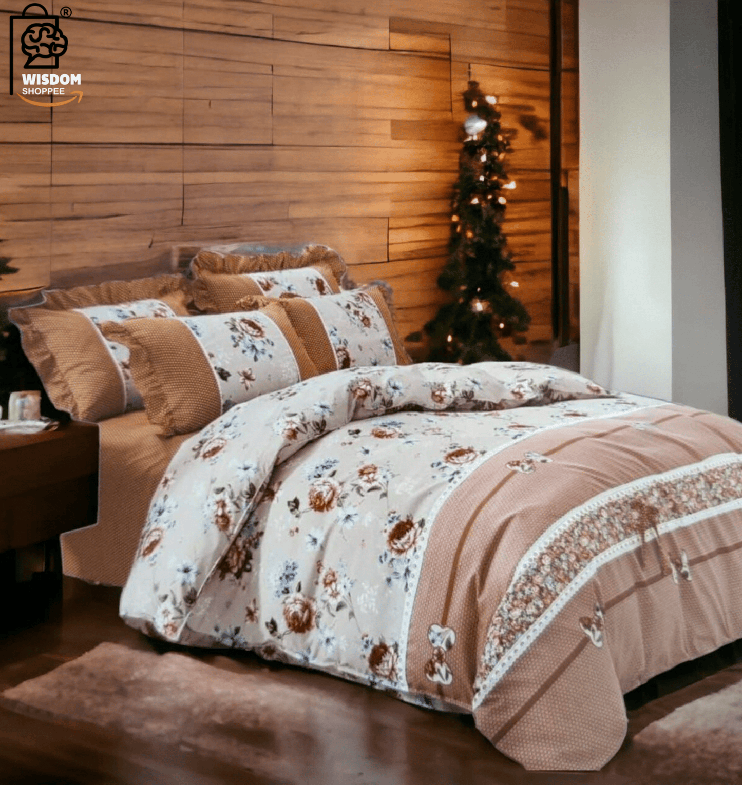 Thread Count Premium Cotton Queen Size Printed Double Bedsheet with Two Pillow Covers for Home 90 Inches x 100 Inches