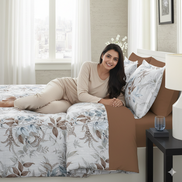 &nbsp;WSOKO Cotton Print Bedsheet,500 Thread Count Super King Size With Two Pillow Cases(Mauve),500 TC